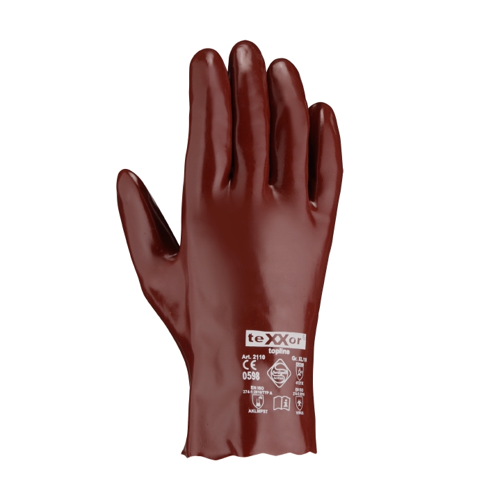 topline Chemikalienschutz-Handschuhe PVC ROTBRAUN