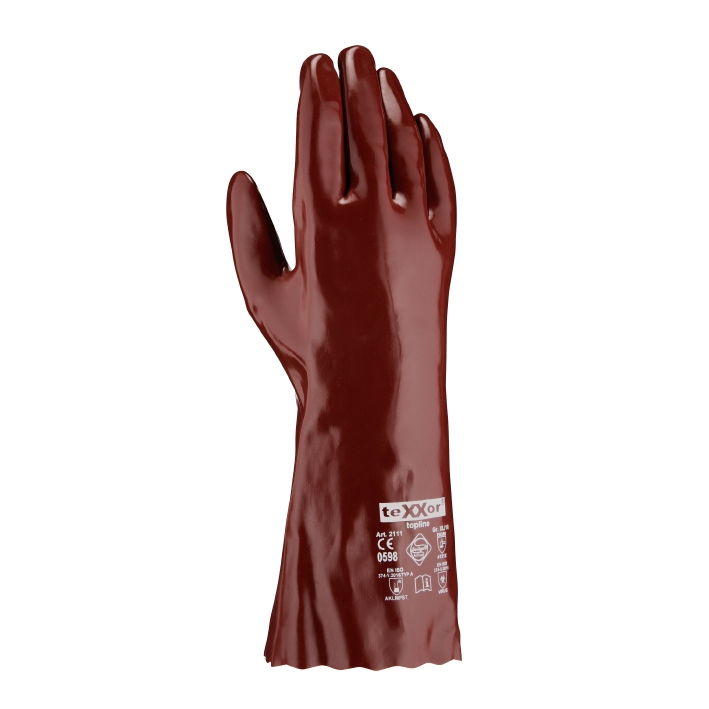 topline Chemikalienschutz-Handschuhe PVC ROTBRAUN