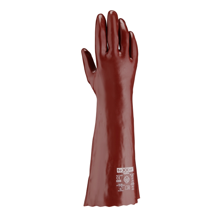 topline Chemikalienschutz-Handschuhe PVC ROTBRAUN