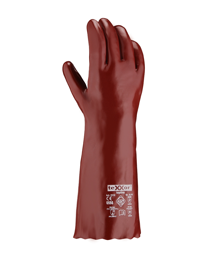topline Chemikalienschutz-Handschuhe PVC ROTBRAUN